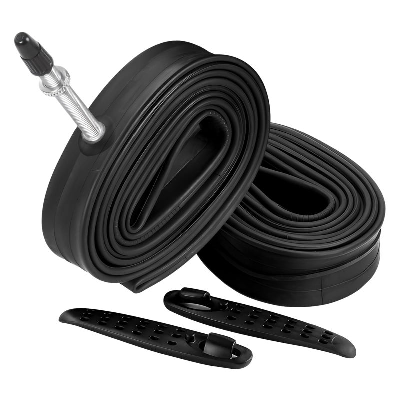 FANSPRO 2 حزمة من الأنابيب الداخلية لدراجة الطريق 700 × 23-25c، صمام بريستا 60 مم، أنبوب داخلي بوتيل عالي الجودة مع رافعتين للإطارات - Image 1